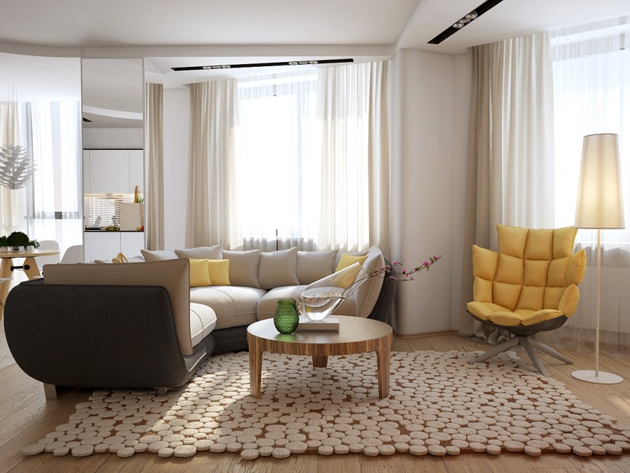 phong cách thiết kế nội thất hiện đại với phòng khách tiện nghi