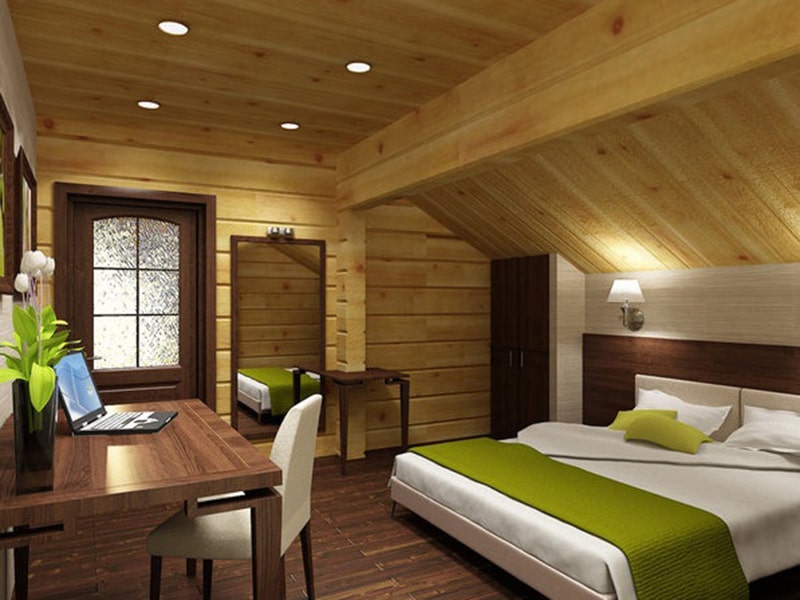 Phòng ngủ cực cool với việc ghép toàn gỗ